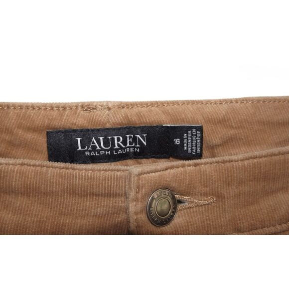 Lauren Ralph Lauren Womens Corduroy Pants size 16 Hi Rise Black Label Brown - Picture 3 of 5